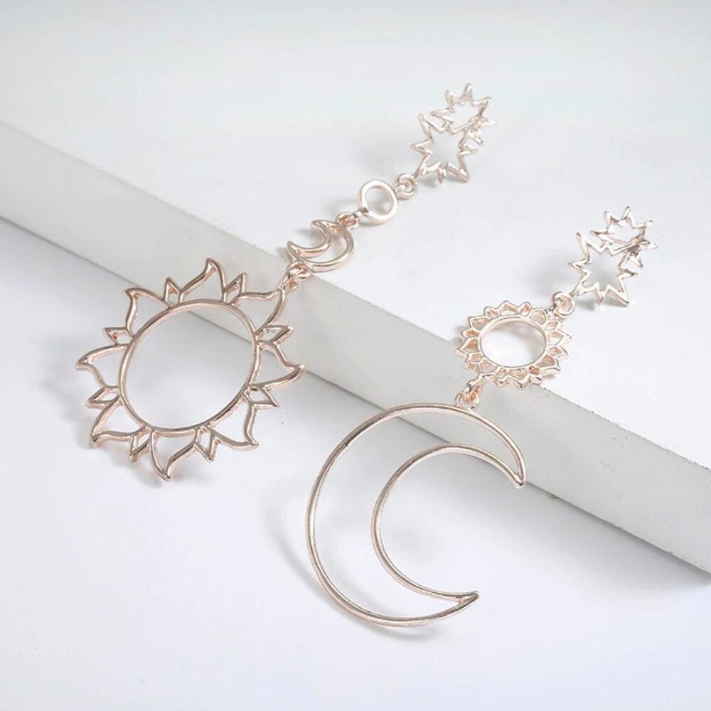 Shivani Gold Sun/Moon Drop Earrings